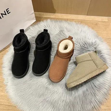周冬雨同款雪地靴女短筒2023年新款冬加绒加厚防滑东北窝窝鞋棉鞋图片
