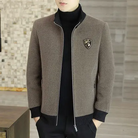冬季新款夹克男加绒加厚金貂绒男装短款潮流休闲立领男士呢子外套商品大图