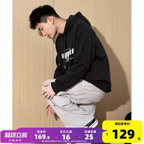 唐狮2025春季新款男卫衣前胸字母设计连帽套头衫青少年外套潮商品大图