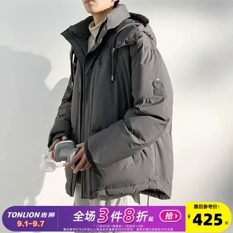 唐狮2024冬季新款情侣羽绒服休闲连帽短款面包服保暖加厚潮流外套商品大图