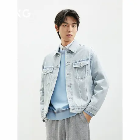 2025年GXG春季新品简约百搭日常通勤水洗牛仔夹克外套男商品大图