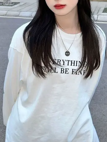 白色中长款内搭打底衫女秋冬季加绒长袖t恤特大码mm胖欧货上衣潮商品大图