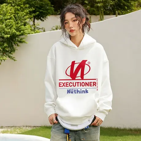 Nuthink加绒加厚美式高街连帽卫衣潮牌男潮宽松大码冬季保暖外套商品大图