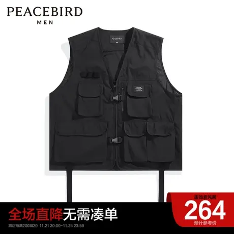 太平鸟男装奥莱工装马甲多口袋马甲图片