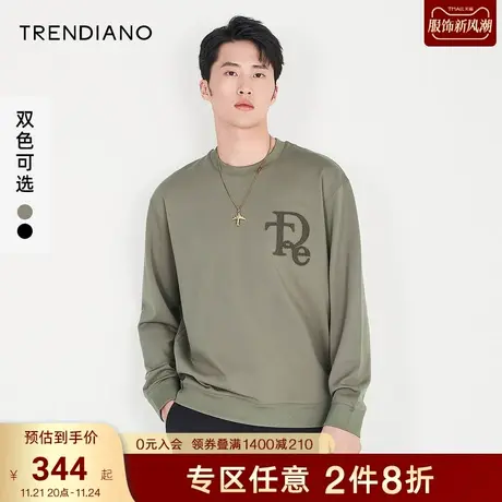 TRENDIANO官方潮牌男装春秋新款字母圆领长袖卫衣男士上衣情侣装商品大图