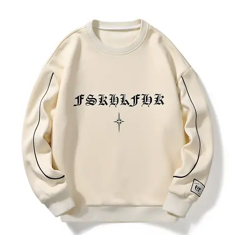 痞帅印花卫衣男秋季高街重磅圆领长袖t恤潮牌男装外套中性风上衣商品大图