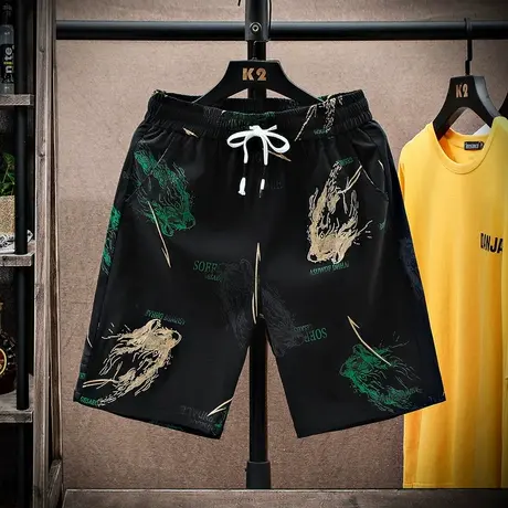 冰丝短裤男士夏季薄款潮流休闲运动外穿宽松5五分裤沙滩大裤衩子商品大图