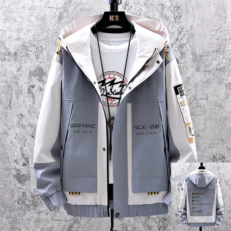 工装外套男士2023新款韩版潮流帅气男装秋装宽松休闲百搭夹克衣服商品大图