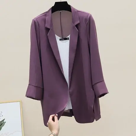 白色早春开衫雪纺垂感西装外套女ins薄款中长款春夏潮流百搭休闲图片