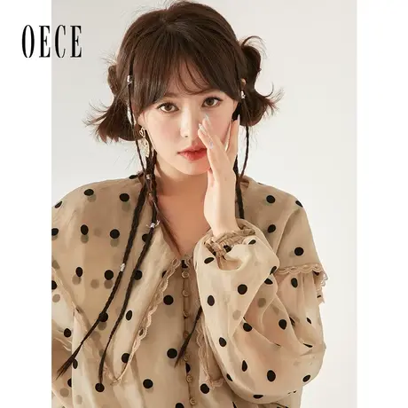Oece复古波点衬衫春季新款女装高级感衬衣设计感上衣春秋小衫图片