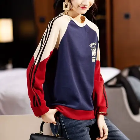 长袖卫衣女春秋季2023年新款早秋上衣设计感小众国潮宽松bf慵懒风商品大图