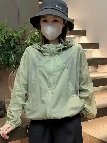 长袖防晒衣女2023夏季新款韩版轻薄透气镂空设计感时尚连帽短外套商品大图