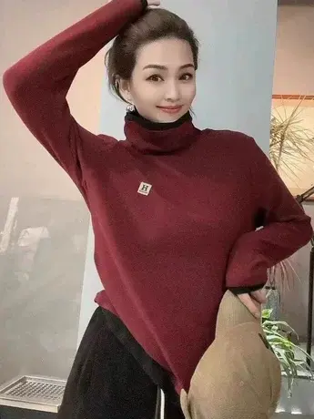 加厚双面德绒打底新款高领秋冬季长袖卫衣T恤洋气百搭宽松内搭潮商品大图