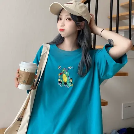 网红短袖t恤女2020夏装宽松韩版学生bf原宿风ins超火chic上衣服潮商品大图