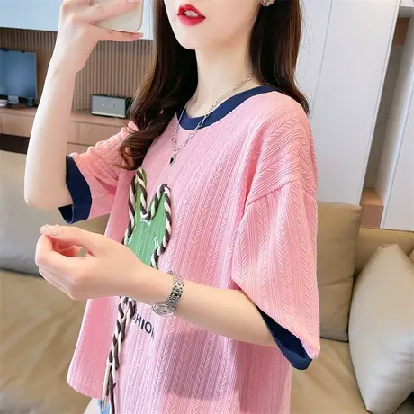 设计感小众短袖t恤女夏季韩版宽松大码小个子半袖百搭学生上衣服商品大图