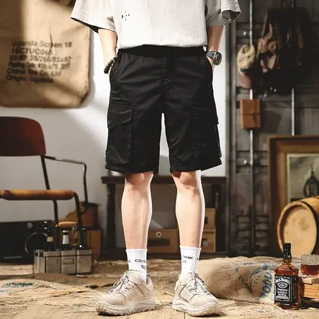 工装休闲短裤男生潮流宽松潮牌夏季天男士外穿黑色5五分裤ins裤子商品大图