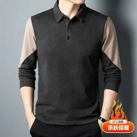 秋冬季德绒打底衫卫衣大码polo衫休闲上衣服男士长袖T恤翻领外套商品大图