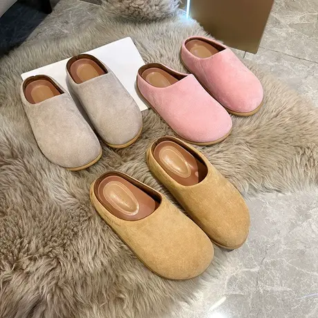 小众丑萌大头鞋2023新款复古勃肯鞋女包头半拖鞋外穿一脚蹬懒人鞋图片