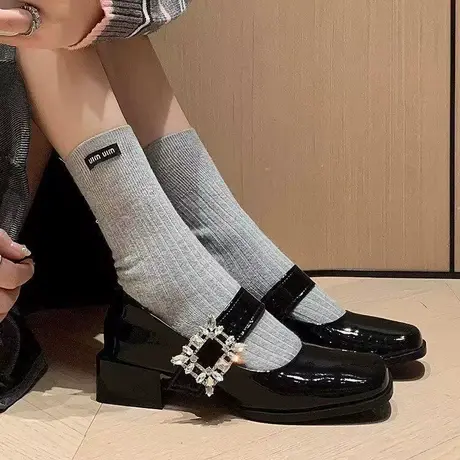 法式晚风气质浅口单鞋女2024新款春季仙女鞋粗跟玛丽珍鞋小皮鞋子商品大图