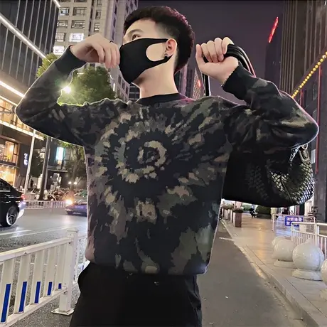 2022冬季花色痞帅时尚休闲流行修身个性潮牌针织衫ins网红男毛衣商品大图