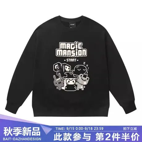 潮牌日系复古街头趣味卡通圆领卫衣男女街头宽松甜酷风情侣打底衫商品大图