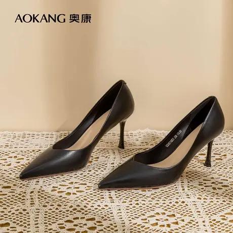奥康女鞋 2024春季新款法式裸色高跟鞋细跟职业装不累脚浅口单鞋图片