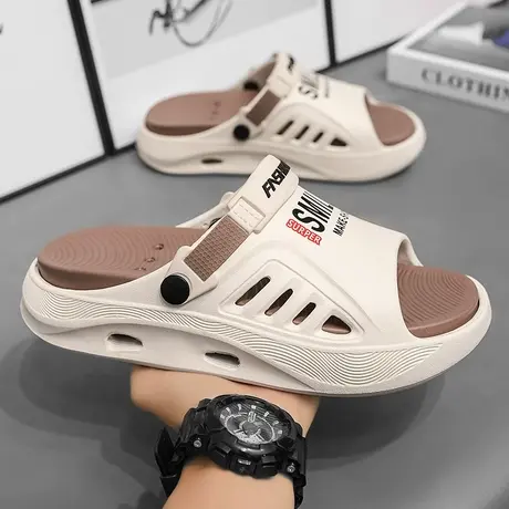 男士拖鞋夏季外穿防滑沙滩运动凉拖厚底踩屎感青少年凉鞋2024新款图片