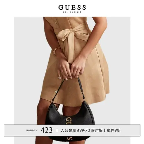 GUESS24年新款春女士纯色简约单肩气质金属大logo饺子包-SA894769商品大图