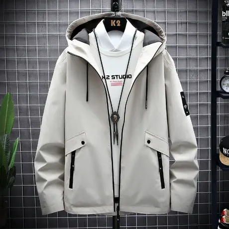 青少年夹克男春秋装薄款上衣连帽外套中学生秋衣春季外穿秋衣男装商品大图