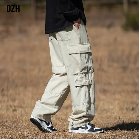 男士美式机能工装裤男春秋直筒宽松休闲长裤百搭裤子2024新款男裤图片