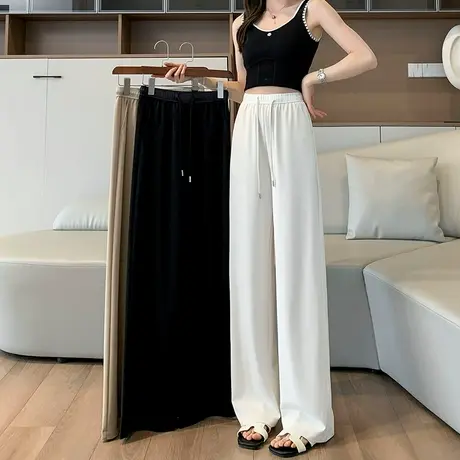白色西装阔腿裤女春秋2024新款高腰显瘦垂感窄版直筒休闲拖地裤潮商品大图