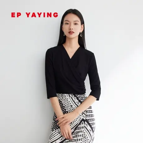 [爆款补单]EP YAYING雅莹 女装瘦瘦衫V领黑色打底衫 新款5599Z图片