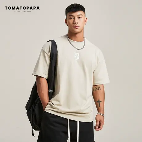TOMATOPAPA原创夏季短袖t恤简约百搭美式高街潮牌宽松男生t恤男商品大图