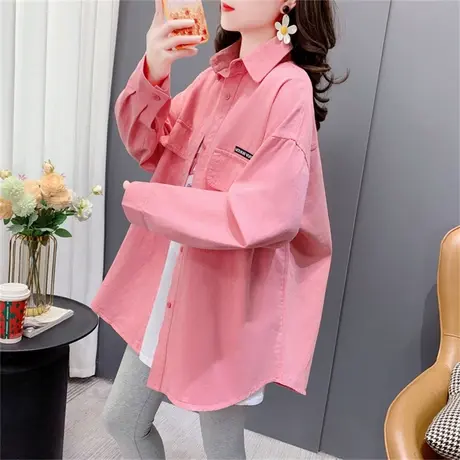 中长款长袖衬衫女春季2023年新款宽松复古港味洋气设计感外套上衣商品大图