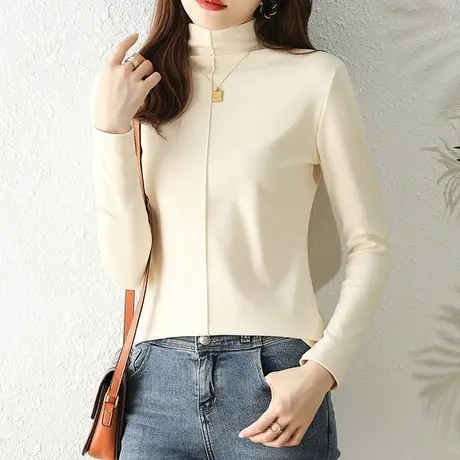 今年新款德绒打底衫女秋冬季洋气2023加绒小衫内搭上衣半高领百搭图片