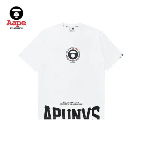 Aape旗舰店男装春夏撞色猿颜图案字母个性印花潮流短袖T恤1290XXK图片