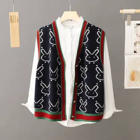 马甲女针织背心外搭2023年秋装新款女士毛衣开衫洋气时尚叠穿马夹商品大图