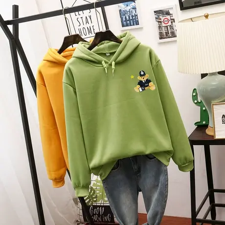 卫衣2023新款女宽松韩版套头中长款连帽春秋薄款加厚加绒冬潮ins商品大图