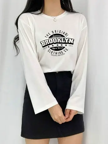 仿棉长袖t恤2023早秋新款欧货女装冬季加绒内搭打底衫设计感上衣商品大图