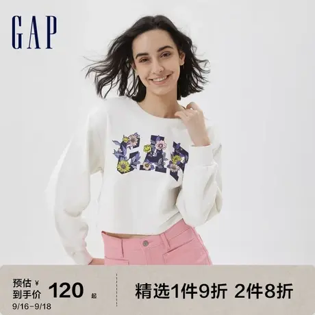 Gap女装秋季新款LOGO短款辣妹法式圈织软卫衣591048运动上衣图片