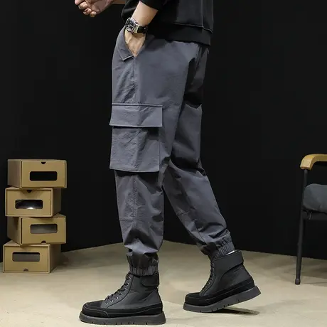 休闲工装裤男潮牌2023新款秋季束脚男士机能大码裤子秋款弹力男裤商品大图