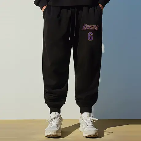 宽松运动卫裤男生潮流休闲裤大码束脚春秋加绒胖子学生裤冬季长裤商品大图