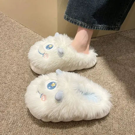 奶呼呼可爱拖鞋宿舍女外穿学生保暖包头棉拖2023秋春新款毛毛鞋子商品大图