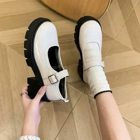 玛丽珍鞋女鞋2023年新款厚底高跟鞋秋季粗跟单鞋女秋款复古小皮鞋图片