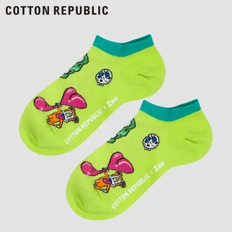 Cotton Republic/棉花共和国女士船袜 ZOE合作款绿色情侣卡通一双图片
