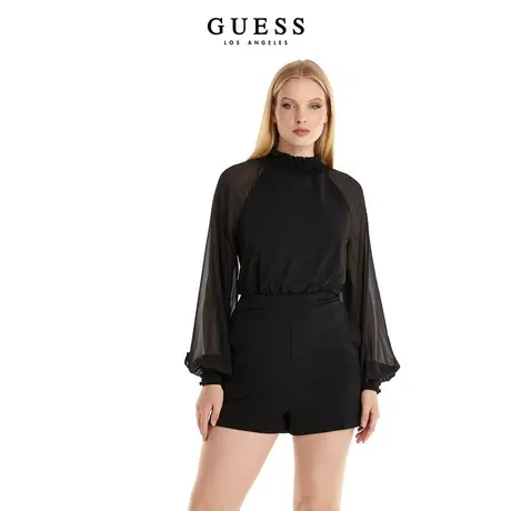 GUESS 早女士雪纺连衣裙灯笼袖时尚洋气连体裤-W3RD86KBJ92商品大图