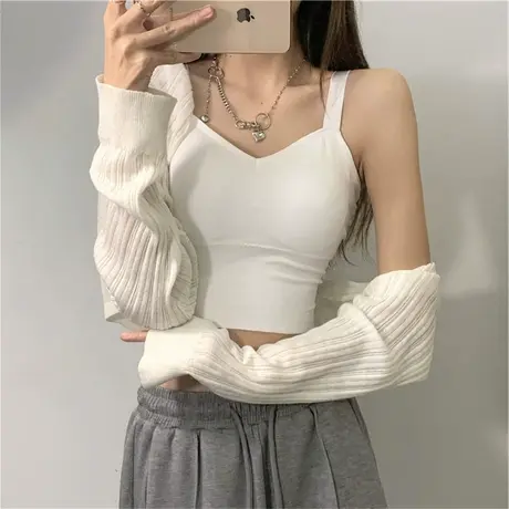 白色小吊带背心女带胸垫秋冬内搭短款美背性感辣妹网红打底上衣潮商品大图