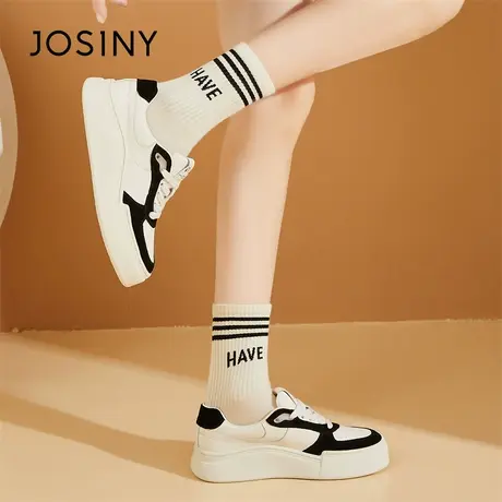 Josiny/卓诗尼小白鞋女2024年新款春季女鞋厚底百搭休闲网面板鞋商品大图