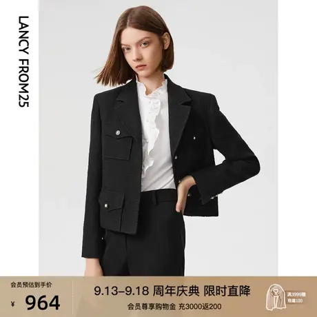 朗姿羊毛法式小香风气质高级感独特上衣洋气2023春秋季新款短外套图片