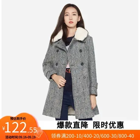 艾格冬装女装羊毛百搭中长款毛呢大衣外套Y55商品大图
